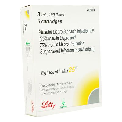 Eglucent Mix 25 100IU Cartridge 3ml - Diabetes-Ins