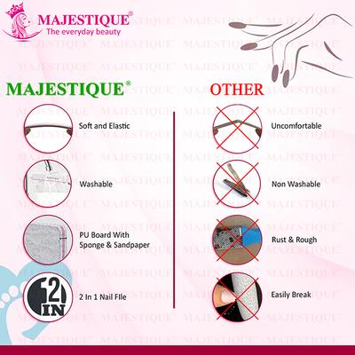 Majestique Flat Nail File Double Sides for Perfectly Shaped and Smooth Nails - Color May Vary 1's - Manicure & Pedicure Kits