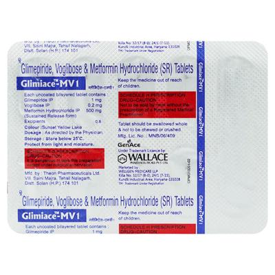 GLIMIACE MV 1 Tablet 10's - Diabetes-Ant