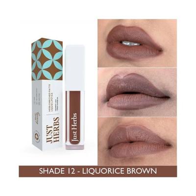 Just Herbs Ayurvedic Matte Liquid Lipstick with Long Lasting, Hydrating,Liquorice Brown 2ml - Liquid Lipsticks