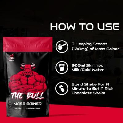 The Bull Mass Gainer Powder - Chocolate Flavour 1 kg - Weight Gain