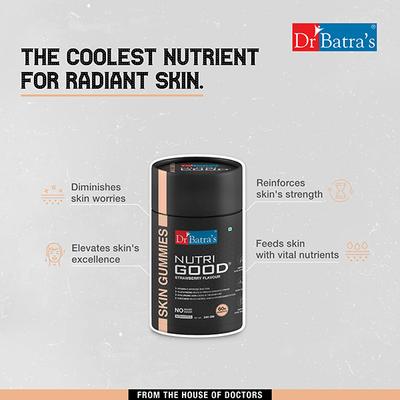 Dr Batras Nutrigood Skin Gummies for Healthy & Youthful Skin With Glutathione, Hyaluronic Acid & Vitamins For Helping Collagen Production - 60 Gummies 1's - Hair & Skin