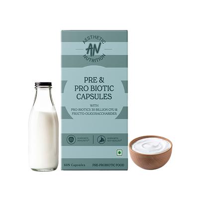 Aesthetic Nutrition Pre and Probiotic Capsules With Fructo-Oligosaccharides, Bifidobacterium, And Streptococcus Thermophilus 60 Capsules 1's - Multi-Vitamins