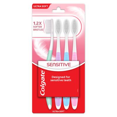 Colgate Gentle Sensitive+ Ultrasoft Toothbrush (Pack of 4) - Toothbrushes