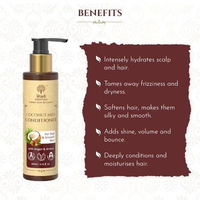 Khadi Essentials Coconut Milk Conditioner with Kokum & Thyme For Soft & Smooth Hair 200 ml - Dry Shampoos & Conditioners