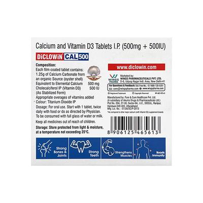 DICLOWIN CAL 500 Tablet 15's - Supplements-Cal