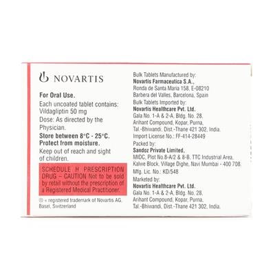 Galvus 50mg Tablet 15'S - Diabetes-Ant