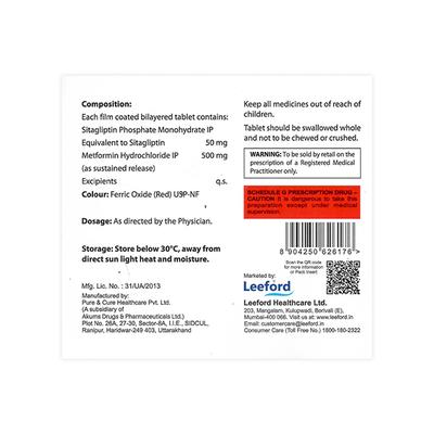 SITALIPTIN 50 M SR Tablet 15's - Diabetes-Ant