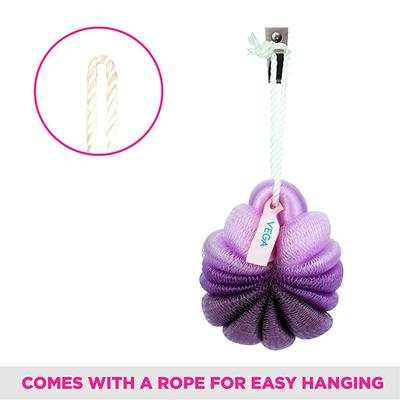 Vega Flower Body Bath Sponge Loofah for Men and Women (BA-3/6), Purple 67 gm - Loofahs & Sponges