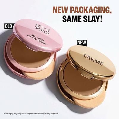 Lakme 9To5 Double Duty Dual Finish Compact, Foundation+Compact,Lightweight, Longstay, Almond 9 g - Compact Powder