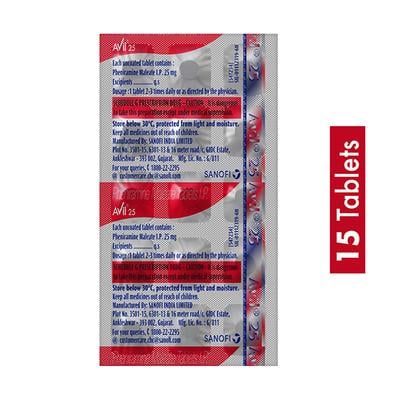 Avil 25mg Tablet 15'S - Allergies-Ant
