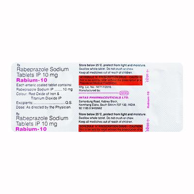 Rabium 10mg Tablet 10'S - Ulcer/Reflux/Flatulence-Aaa