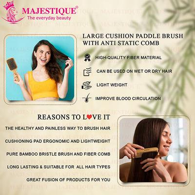 Majestique Paddle Detangling Hair Brush with Comb, Fiber Made for All Hair Types 2's - Hair Brushes