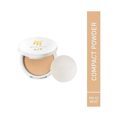 Myglamm LIT Radiant Matte Compact with Optical Blurring Effect - RM 02 Beat 9gm - Compact Powder