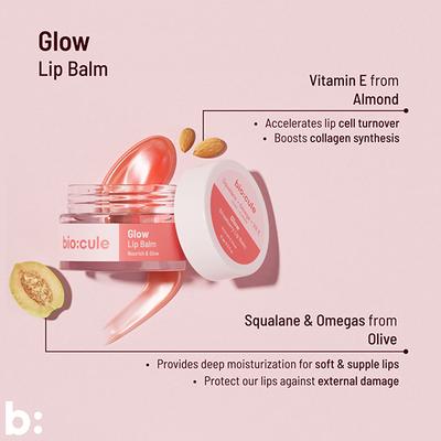 Biocule Glow Lip Balm For Glowing Lips & Deep Moisturization, Strawberry Flavour, 100% Natural 12 gm - Lip Balms