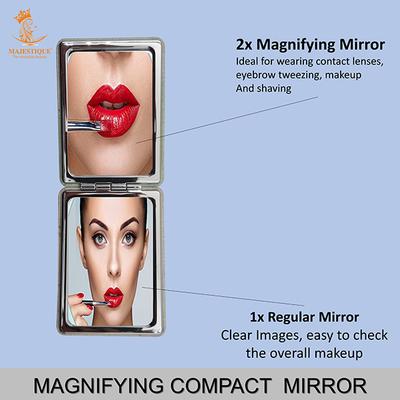 Majestique Compact Mirror, Classic Canvas Texture 1X/2X Magnification 1's - Others