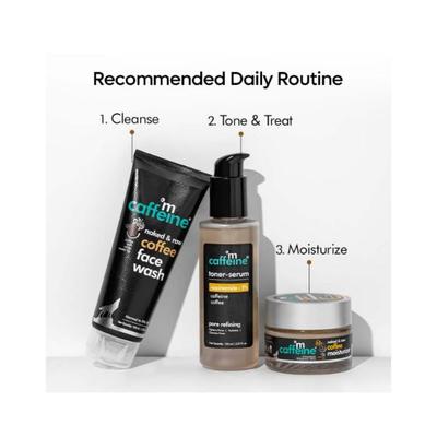 mCaffeine Daily Skin Tonic Kit Face Wash, Niacinamide Toner Serum & Oil Free Moisturizer Set of 3 300 ml - Face Gels