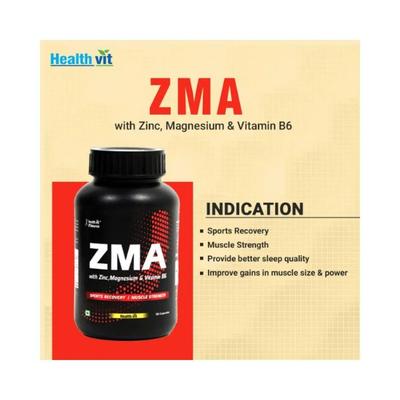 Healthvit Fitness ZMA (Zinc, Magnesium, Vitamin B6) Nightime Recovery Support - Capsules 90's - Multi-Vitamins