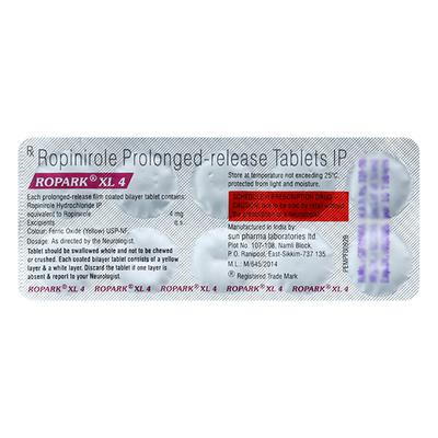 Ropark XL 4mg Tablet 10'S - Parkinsonism-Apd