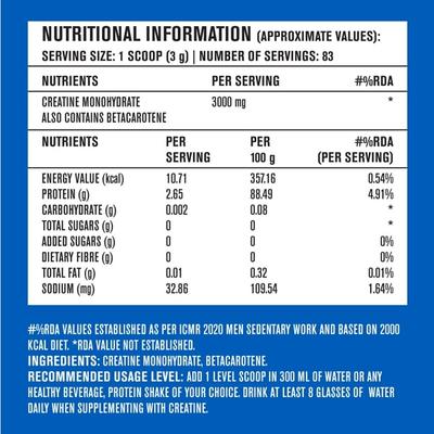 Fast&Up Creatine Monohydrate Powder 250 gm - Workout Essentials