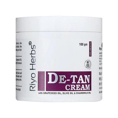 Riyo Herbs De-Tan Cream - Grapeseed Oil Olive Oil & Chamomile 100 gm - Shampoos