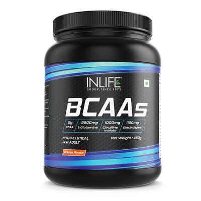 INLIFE BCAA Powder Orange Flavor 450 gm - Bcaa Supplements