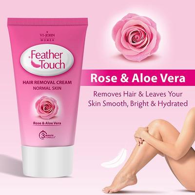 VI-John Feather Touch Hair Removal Cream Rose & Aloe Vera Tube for Normal Skin 40 gm - Shaving Creams