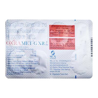 OXRAMET G XR 10/1/1000 Tablet 7's - Diabetes-Ant