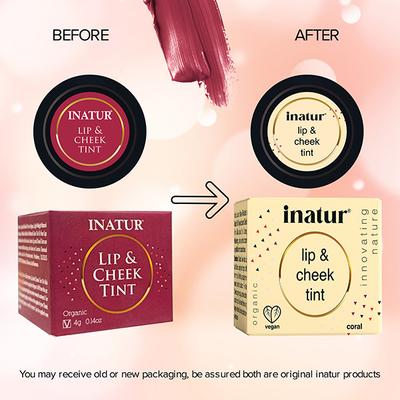 Inatur Lip and Cheek Tint - Coral 4 gm - Lip Stains & Tints
