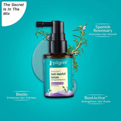 Pilgrim RootActive Anti-Hairfall Serum With Spanish Rosemary Strengthens Hair Roots & Increases Hair Density 30 ml - Hair Serums