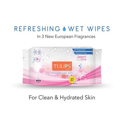 Tulips Refreshing Wet Wipes - Japanese Cherry 20's - Diapers & Wipes