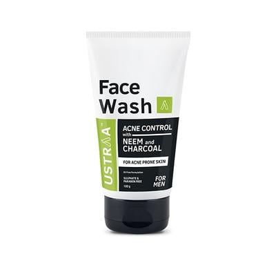 Ustraa Face Wash for Acne Control - Neem & Charcoal for Acne Prone Skin 100gm - Face Wash & Cleansers