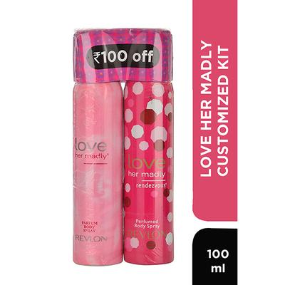 Revlon Love Her Madly Rendezvous Perfumed Body Spray + Love Her Madly Perfumed Body Spray Combo 200 Ml - Women Deodorants/Roll-Ons