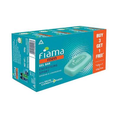 Fiama Men Energizing Sport Gel Bar with Ginseng and Lemongrass with skin conditioners 500g 4's - Soaps