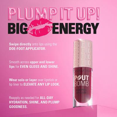 Makeup Revolution Pout Bomb Plumping Gloss Cherry Sheer Red 4.6 ml - Lip Glosses
