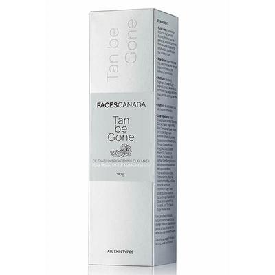 Faces Canada Tan Be Gone De Tan Skin Brightening Clay Mask Rose Water Vit-E & Multifruit Extracts 90gm - Masks & Peels