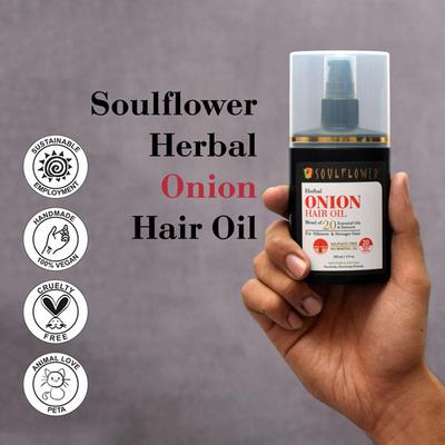 Soulflower Herbal Onion Hair Growth Oil 120 gm - Hair Oils