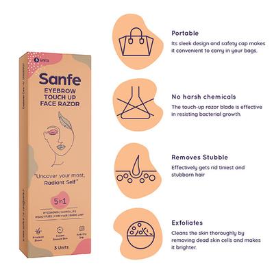 Sanfe Eyebrow Touch Up Face Razor 3's - Hair Removal Accessories