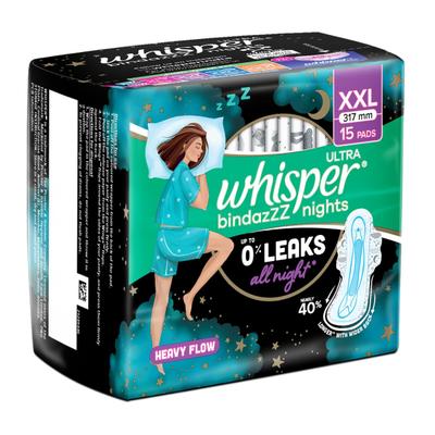 Whisper Ultra Bindazzz Nights Sanitary Pads (XXL) 15's - Sanitary Napkins