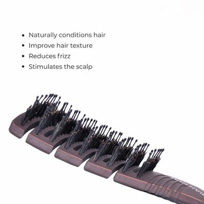 Tash Hair Slick - Portable Detangling Boar Bristle Hair Brush For Wet, Dry, Curly and Straight Hair Copper 60 gm - Hair Brushes