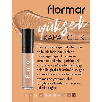 Flormar Perfect Coverage Liquid Concealer 003 Light Beige 5 ml - Concealer