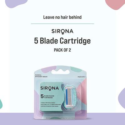 Sirona 5 Blade Cartridge Hair Removal Razor Refills for Women - Pack of 2 1's - Razors & Cartridges