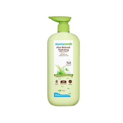 Mamaearth Aloe Refresh Hydrating Body Lotion with Aloe Vera & HA for Soft Soothed Skin 400 ml - Creams, Lotions & Oils