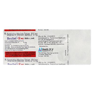 BESILET 6mg Tablet 10's - Vertigo-Ant