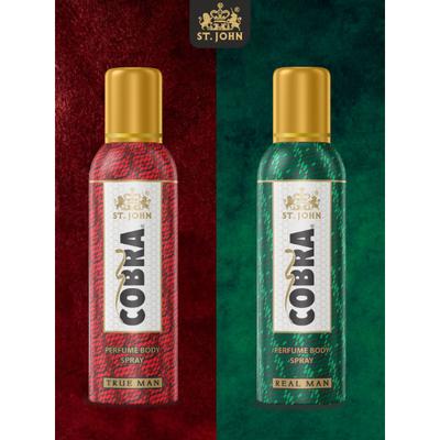 St. John Cobra True Man Body Spray 100 ml + Cobra Real Man Body Spray 100 ml - Men Deodorants/Roll-Ons