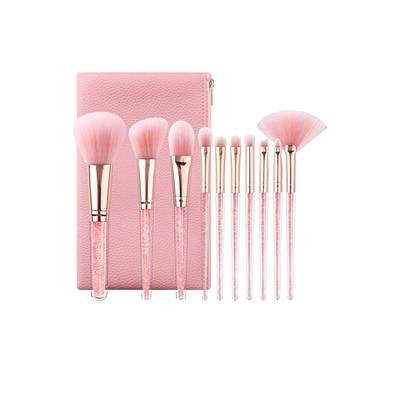 Allure Pink Diamond crystal makeup brush set of 10 with Pouch 1's - Face Brush