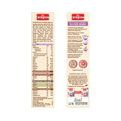 Nestle Ceregrow 2 - 6 years Multigrain Cereal with Milk & Fruits Powder - Refill Pack 300 gm - Baby And Infant Supplements