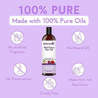 WishCare Red Onion Hair Oil for Hair Growth & Hair Fall Control- Onion Oil With Deep Root Applicator 200 ml - Hair Oils