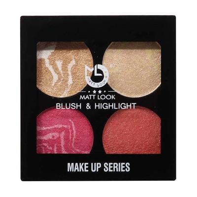 Matt Look Make - Up Series Baked Blush & Highlight Palette, Multicolor - 02 12 gm - Face Palettes