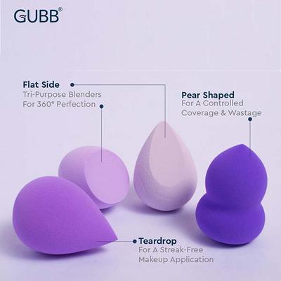 GUBB Beauty Blender Set of 4 - Purple 100 gm - Sponges & Applicators